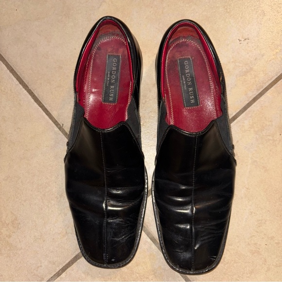 Gordon Rush Men\'s Black Leather Square Toe Slip-On Dress Shoes Size 9.5 main image 7